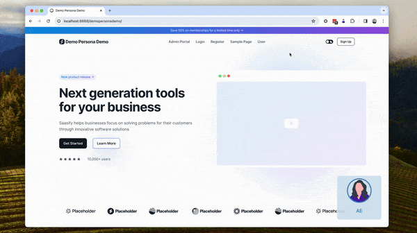 Scroling image showing how Demo Persona functions by managing a library of personas to give better sales demos.